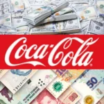 Imagen del logo de Coca Cola con pesos y dólares