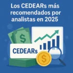 Imagen generada con inteligencia artificial que muestra una interfaz financiera digital con gráficos de acciones, ideal para ilustrar CEDEARs recomendados en 2025.